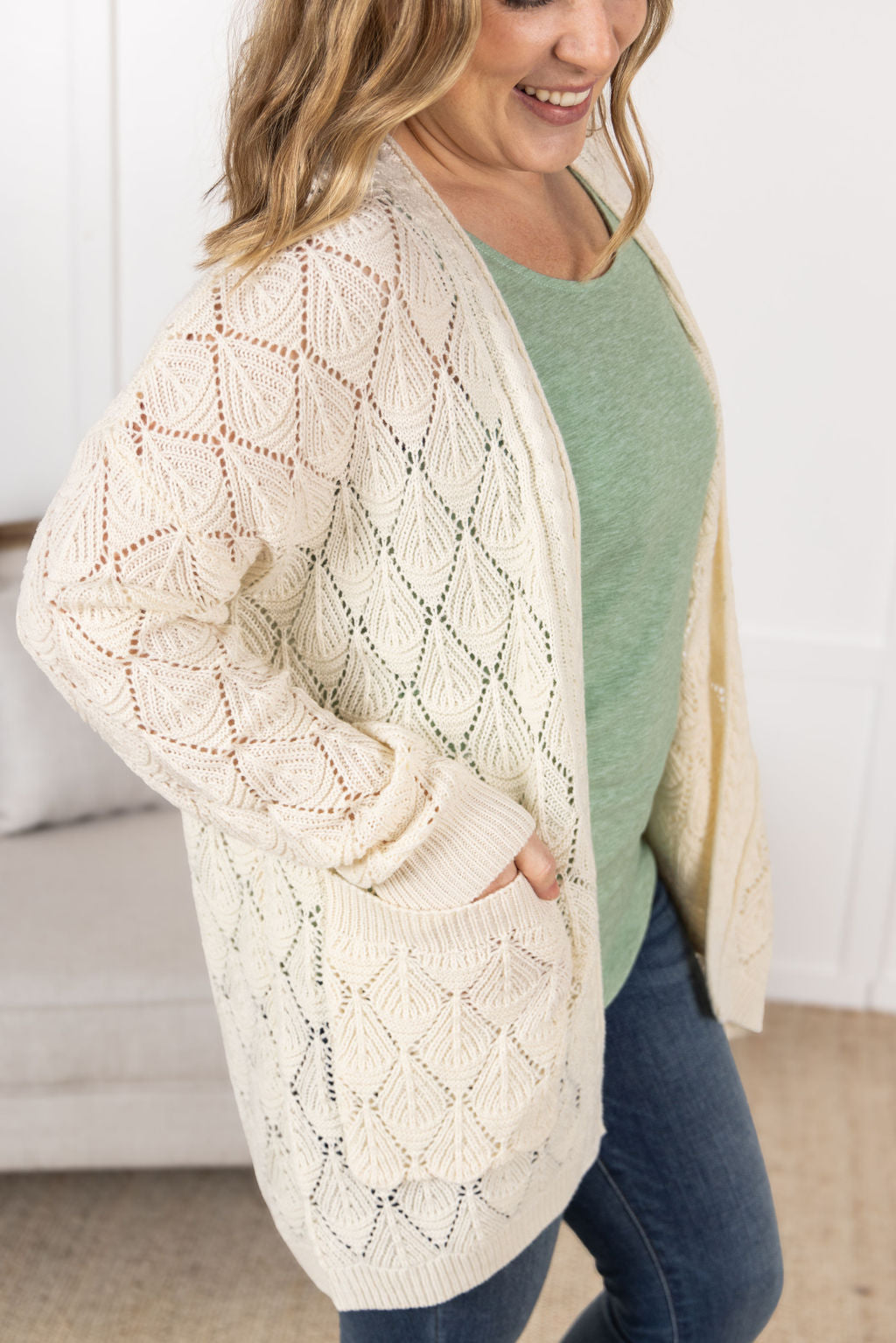Open Knit Cardigan - Ivory