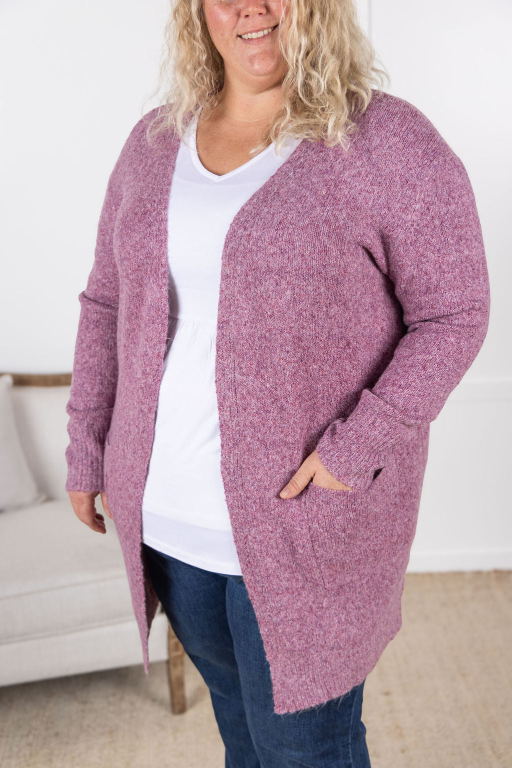 Madison Cozy Cardigan - Frosted Berry