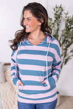 Rylie Striped Lightweight Hoodie - Blue and Purple