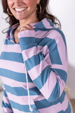 Rylie Striped Lightweight Hoodie - Blue and Purple