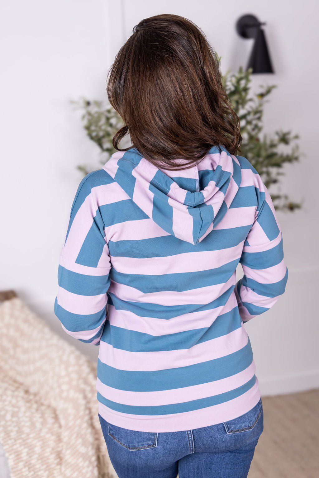 Rylie Striped Lightweight Hoodie - Blue and Purple