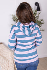 Rylie Striped Lightweight Hoodie - Blue and Purple