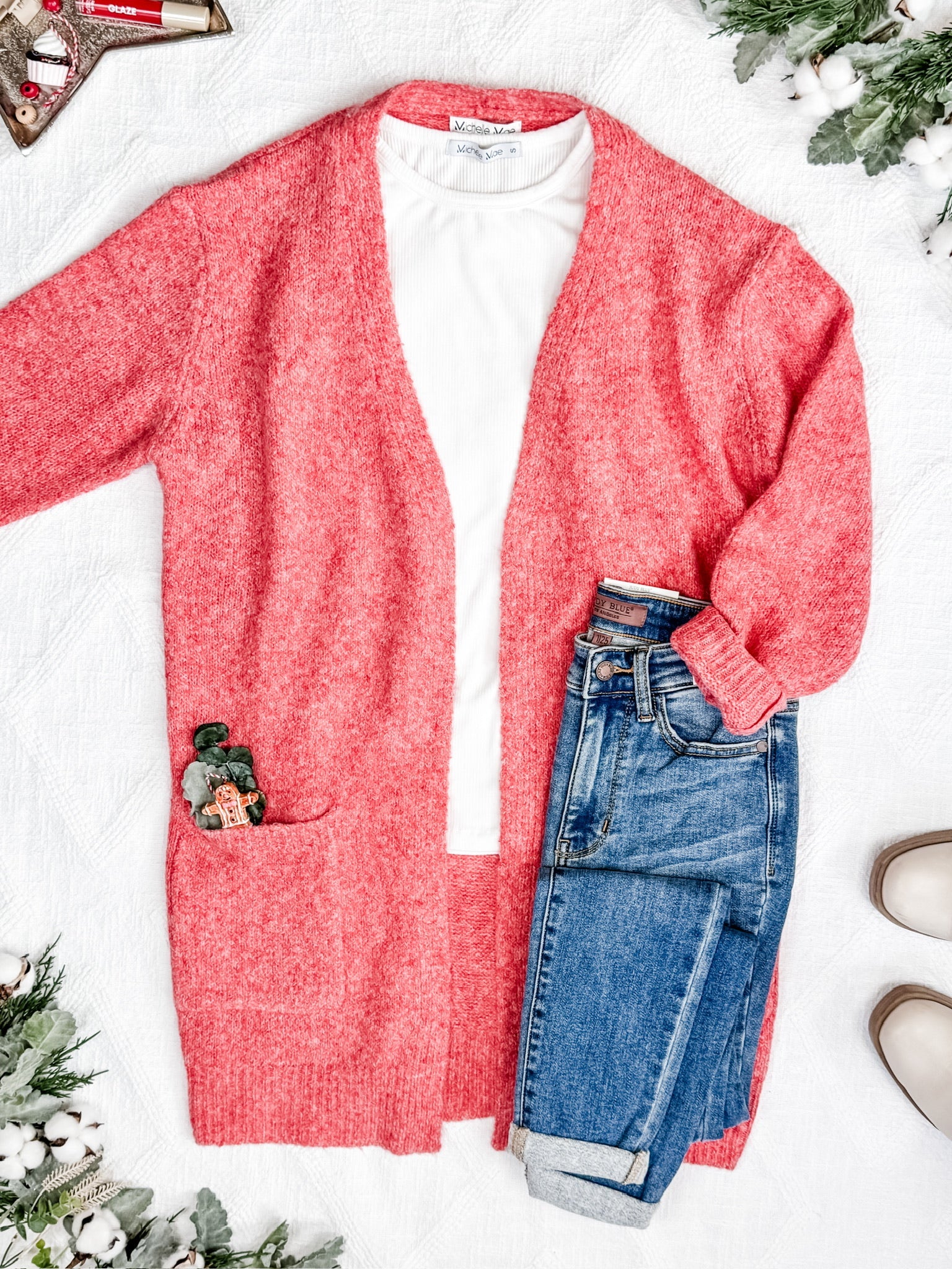 Madison Cozy Cardigan - Cherry Blush