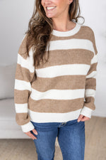 Tan and Ivory Stripe Sweater