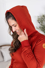Tatum Textured Pullover Hoodie - Rust