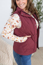 Remy Zip Up Vest - Heathered Burgundy