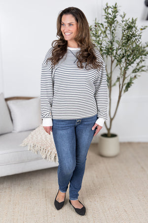 Lola Striped Thermal Top - White