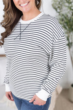 Lola Striped Thermal Top - White