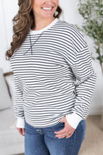 Lola Striped Thermal Top - White