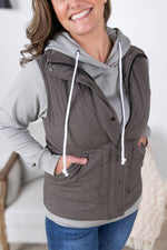 Remy Zip Up Vest - Charcoal