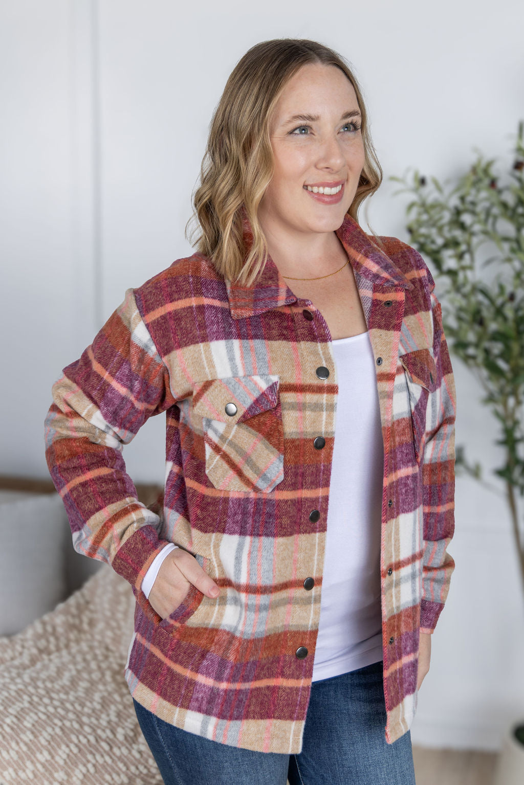 Norah Plaid Shacket - Sunset Plaid