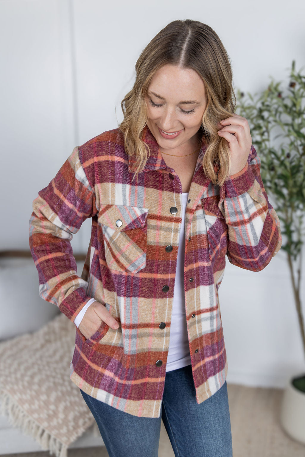 Norah Plaid Shacket - Sunset Plaid