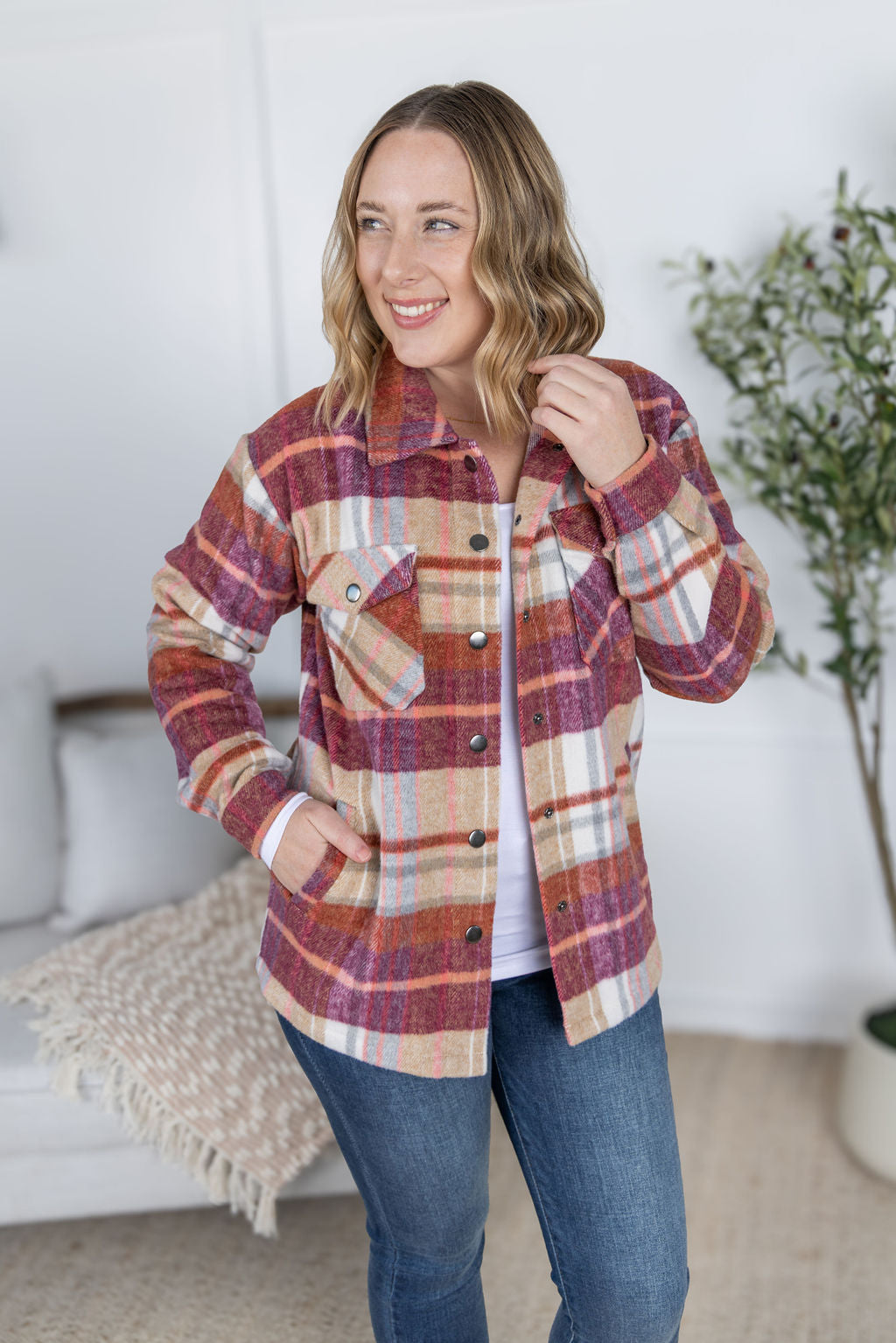 Norah Plaid Shacket - Sunset Plaid