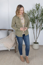 Thermal Knit Button Top - Light Olive