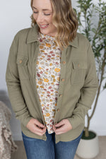 Thermal Knit Button Top - Light Olive