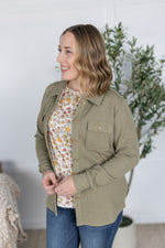Thermal Knit Button Top - Light Olive