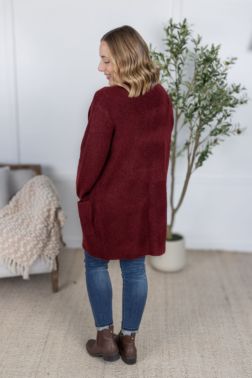 Madison Cozy Cardigan - Burgundy
