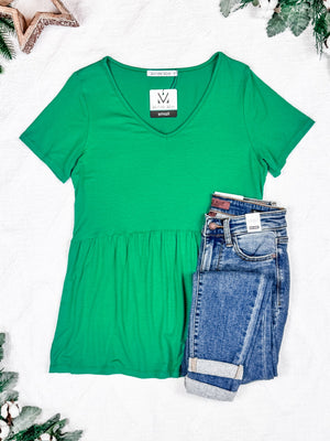 Sarah Ruffle Short Sleeve - Green