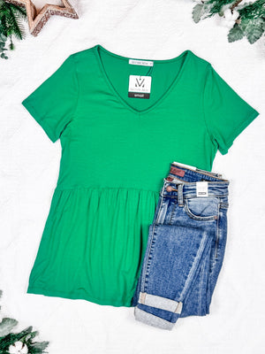 Sarah Ruffle Short Sleeve - Green