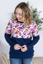 Natalie Pullover - Autumn Purple Abstract and Navy