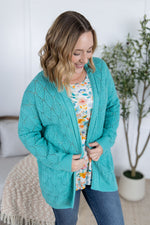 Open Knit Cardigan - Dusty Aqua