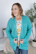 Open Knit Cardigan - Dusty Aqua