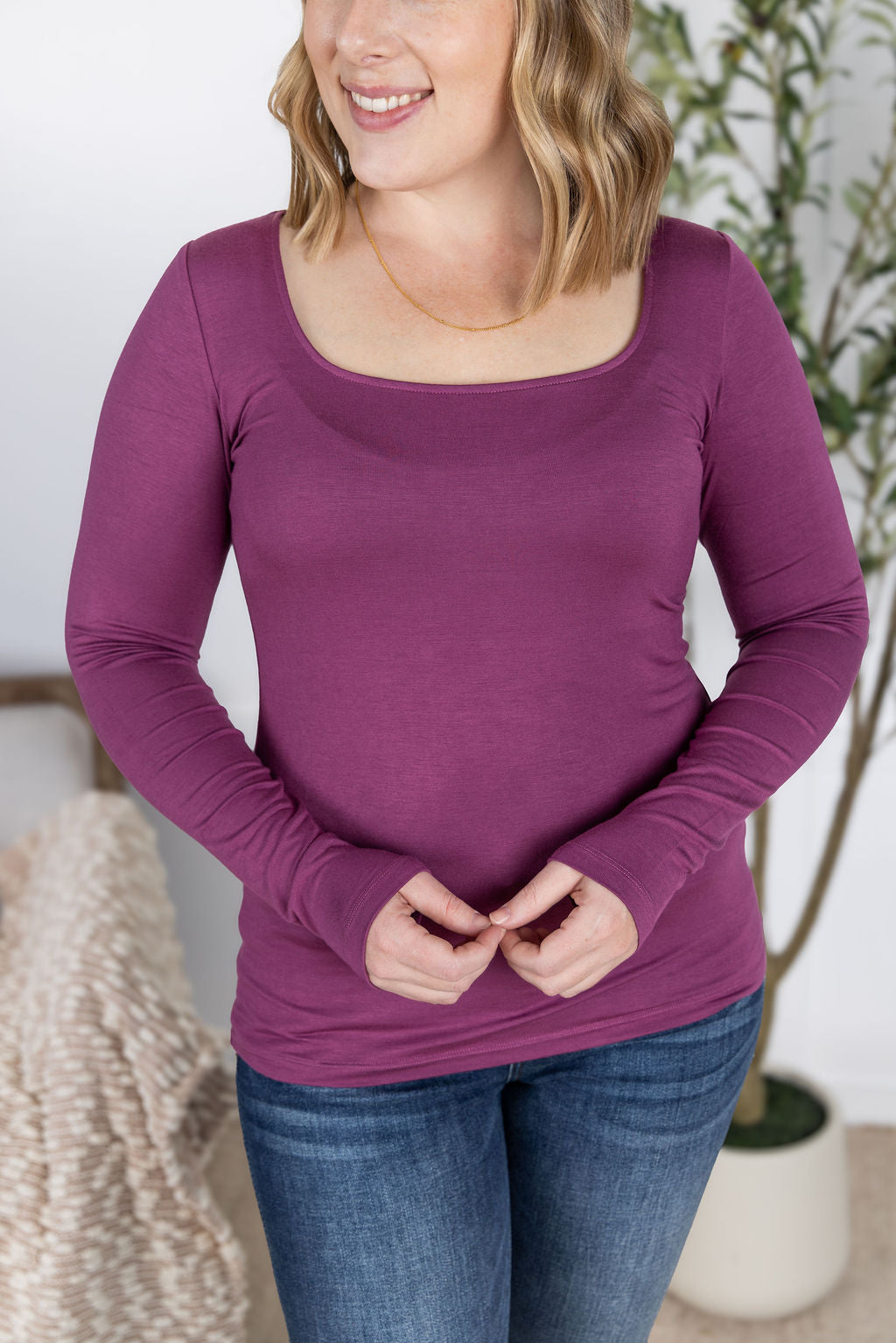 Alyssa Long Sleeve Top - Mulberry