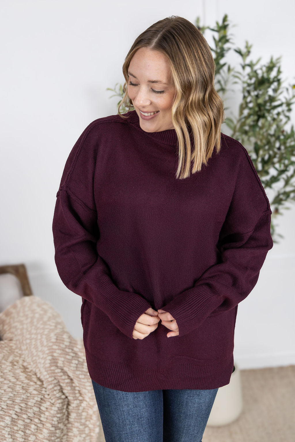 Aurora Cozy Sweater - Burgundy