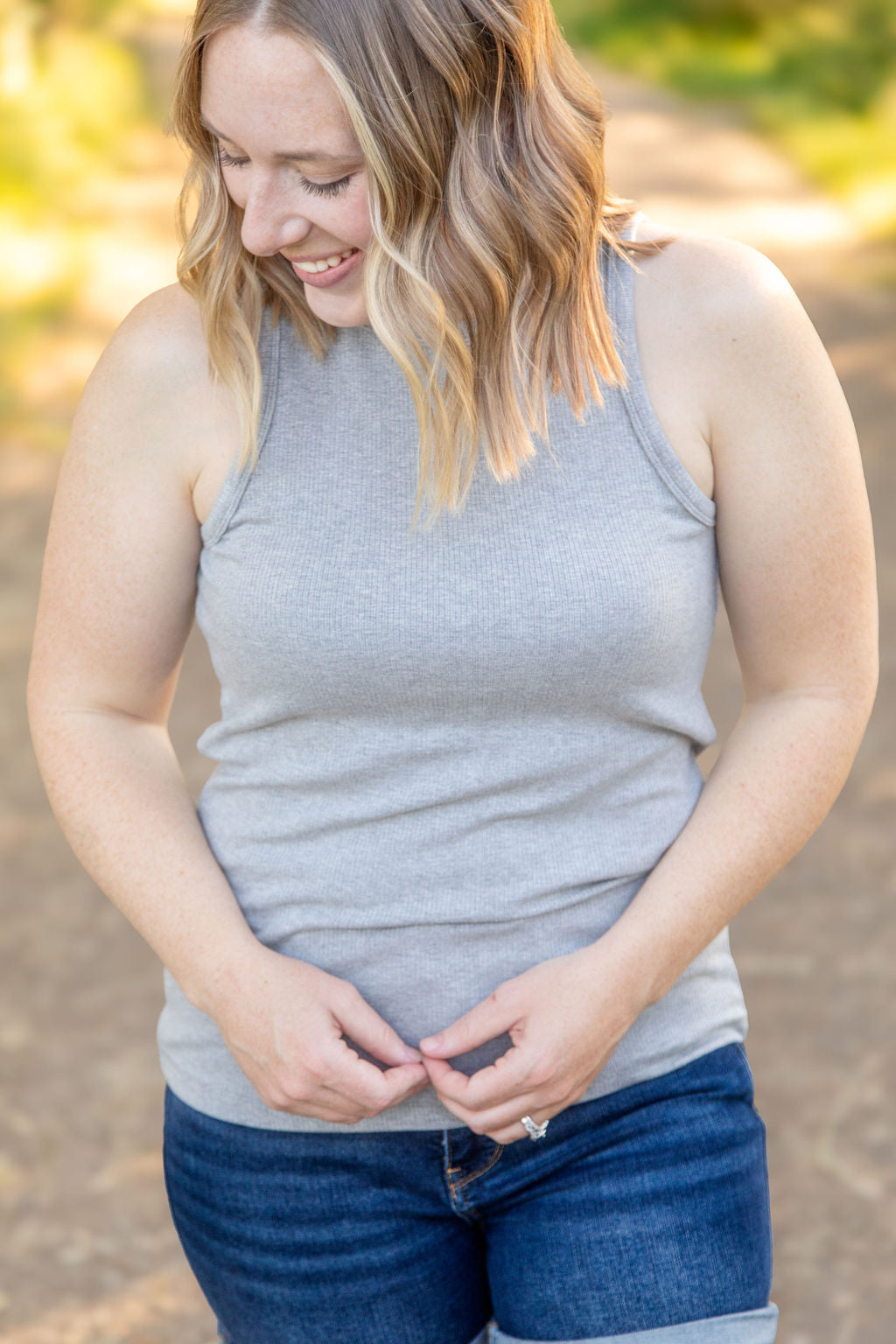 Tara Ribbed Tank - Grey