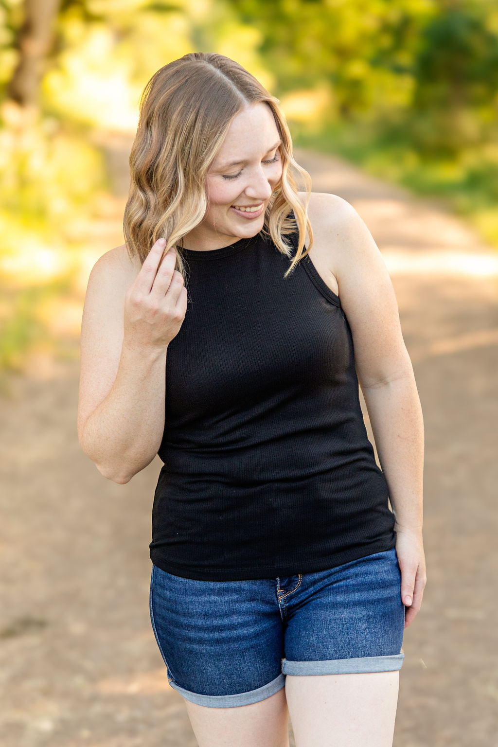 Tara Ribbed Tank - Black