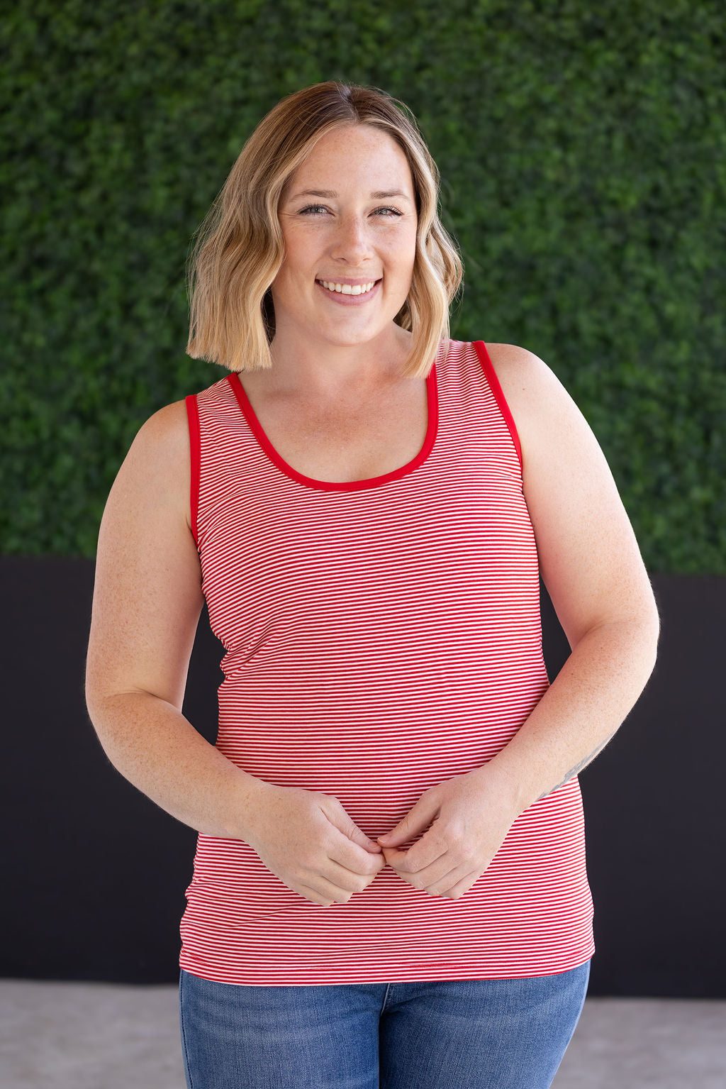 Micro Striped Tank - Red