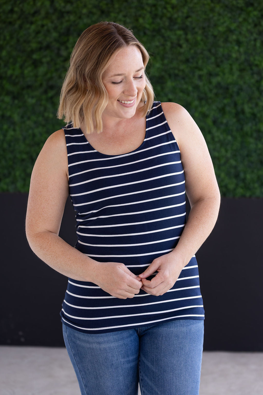 Tiffany Tank - Navy and White Stripes