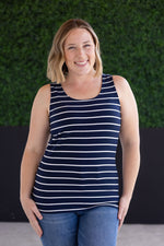 Tiffany Tank - Navy and White Stripes