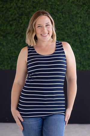 Tiffany Tank - Navy and White Stripes