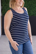 Tiffany Tank - Navy and White Stripes