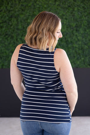 Tiffany Tank - Navy and White Stripes
