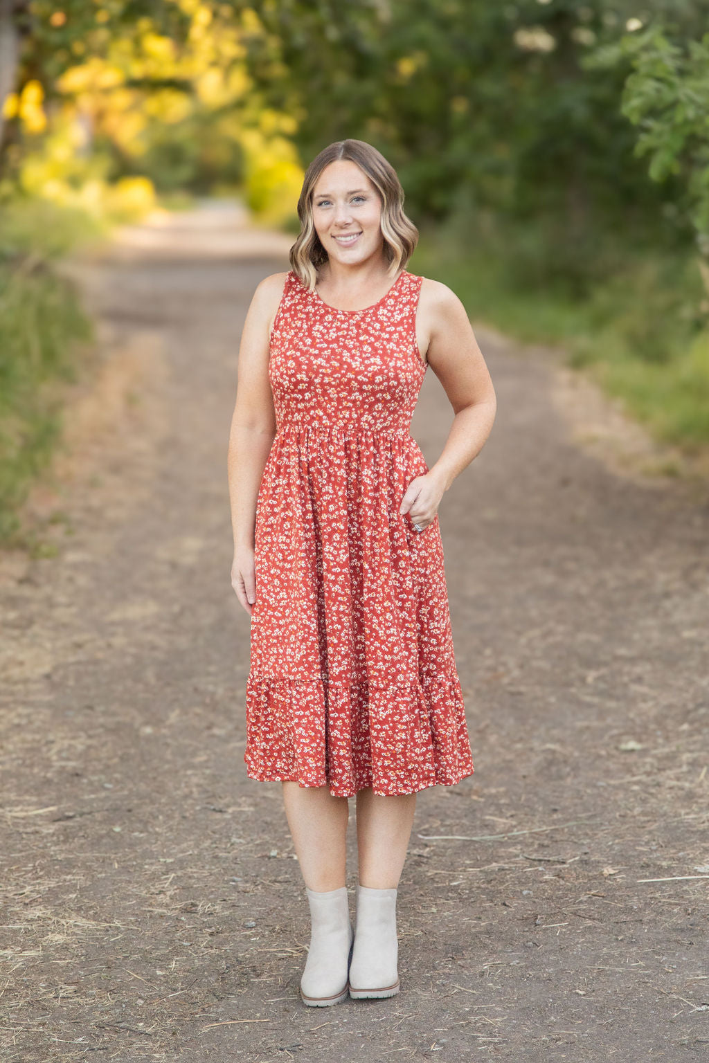 Bailey Dress - Rust Floral