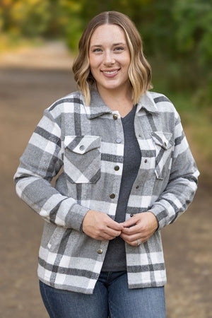 Norah Plaid Shacket - Classic Grey and White