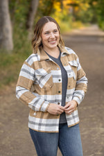 IN STOCK Norah Plaid Shacket - Camel and Grey