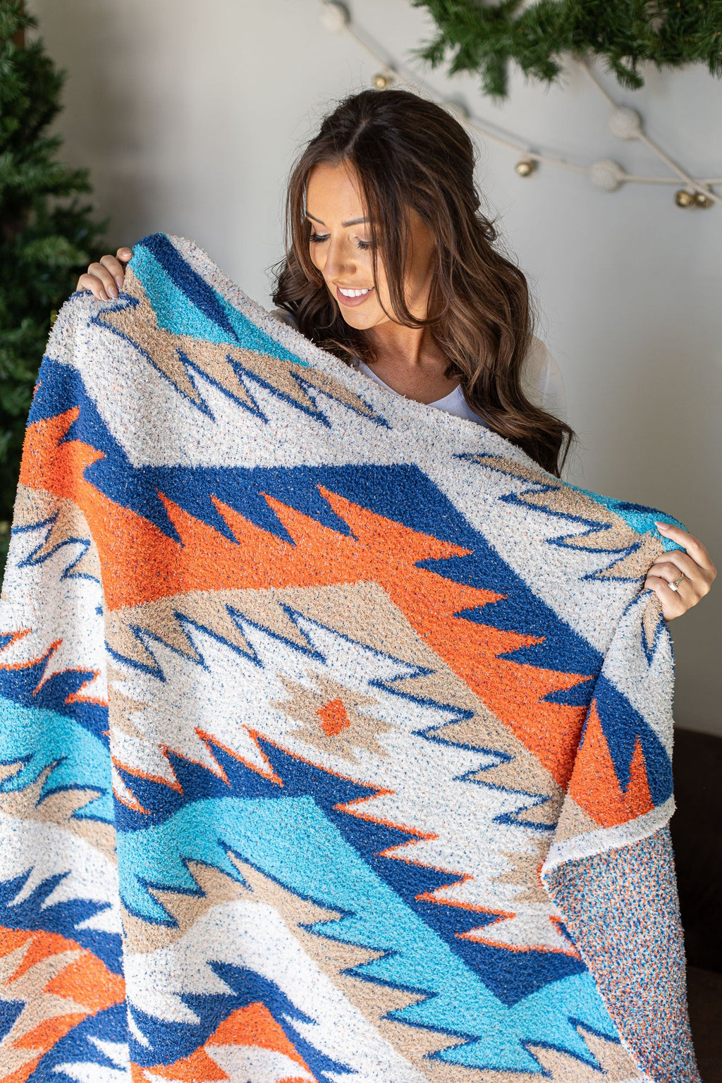 plush fuzzy aztec pattern blanket