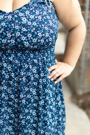 Cassidy Midi Dress - Blue Floral Mix