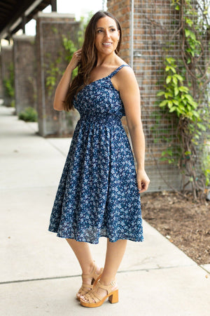 Cassidy Midi Dress - Blue Floral Mix