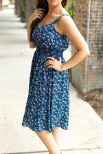 Cassidy Midi Dress - Blue Floral Mix