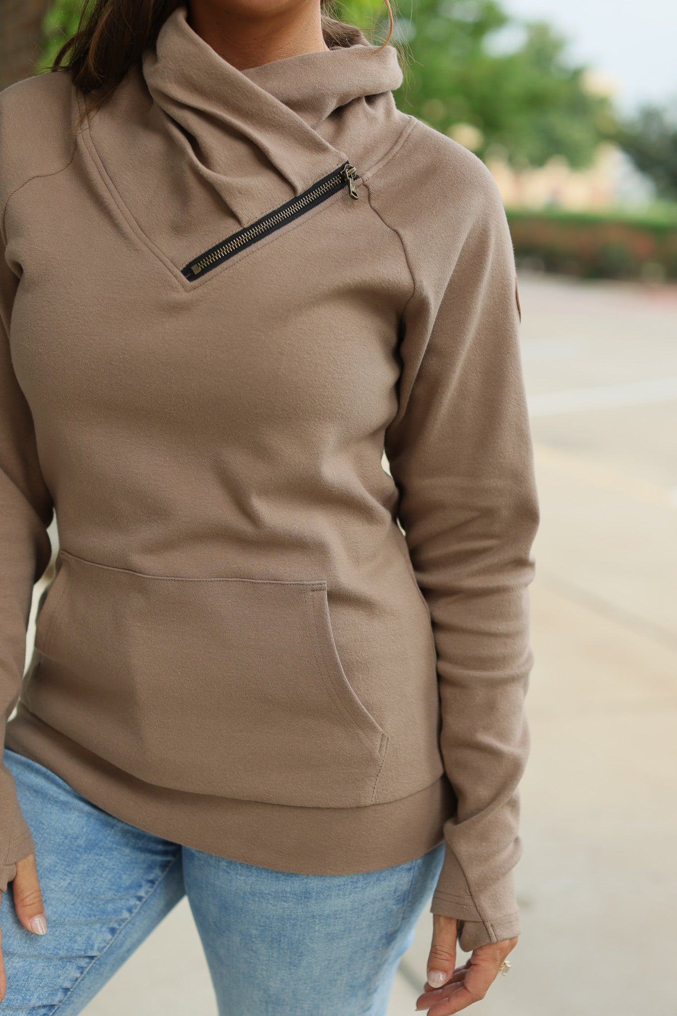 Classic Zoey ZipCowl Sweatshirt - Mocha