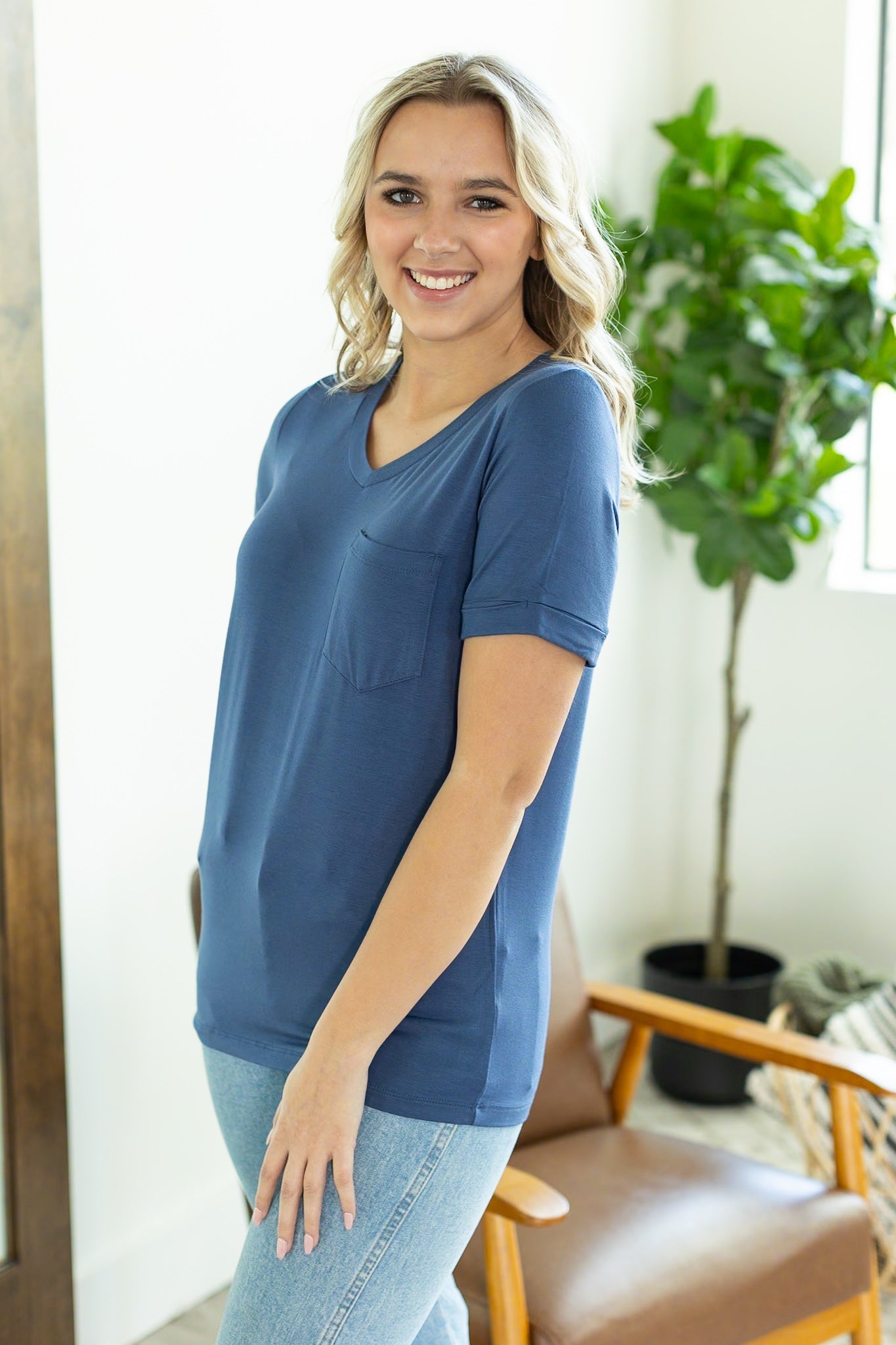 Sophie Pocket Tee - Blue