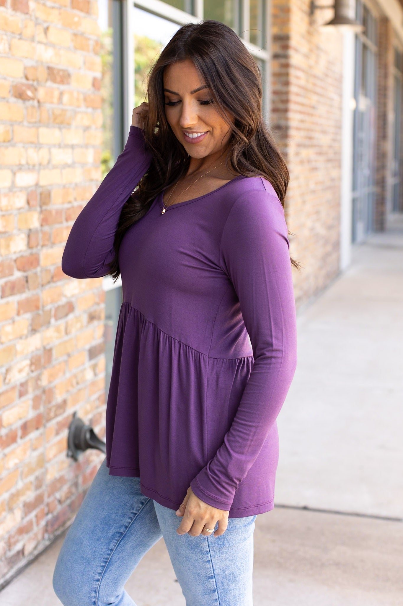 Long Sleeve Sarah Ruffle - Purple