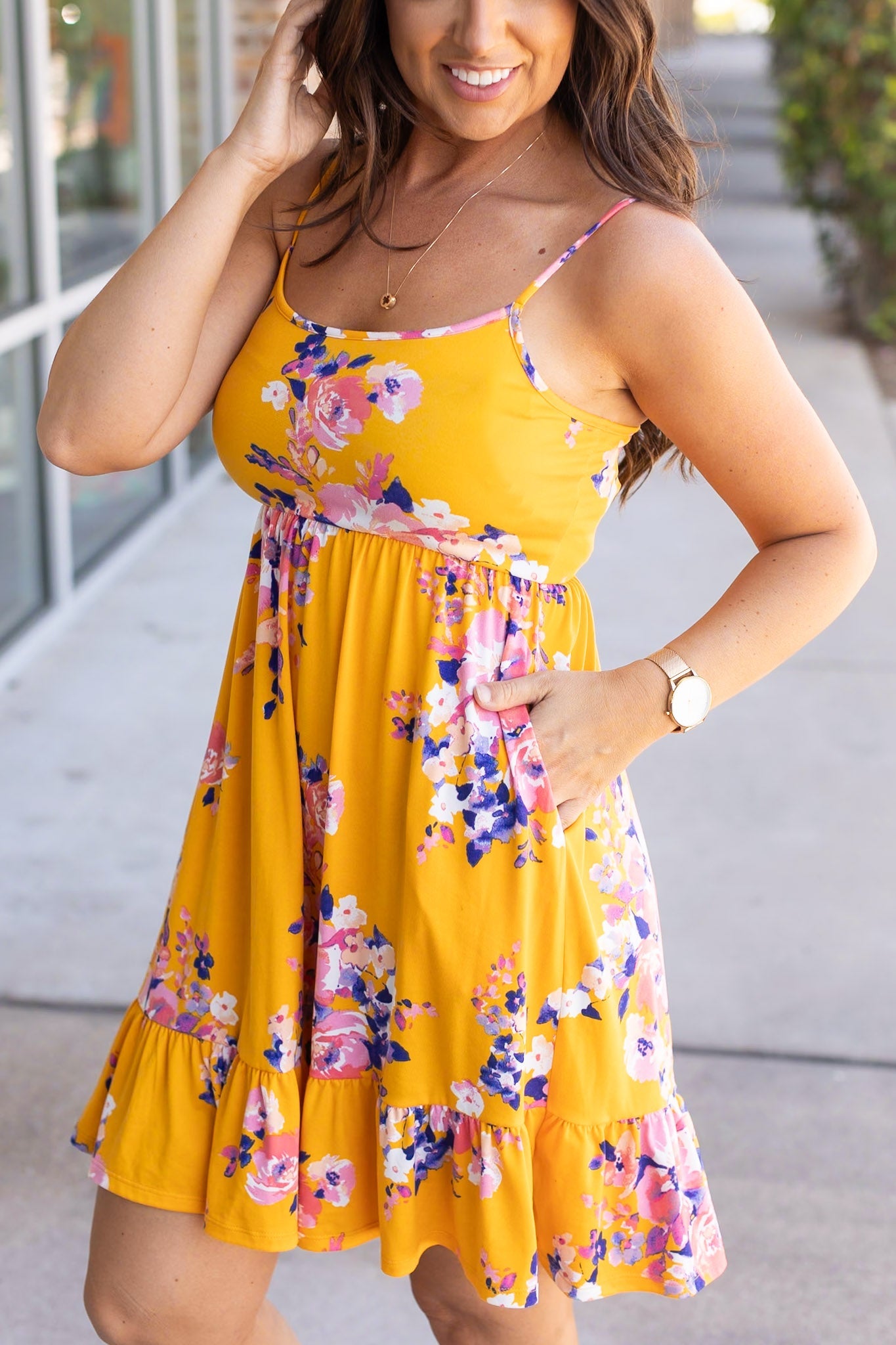 Rory Ruffle Dress - Golden Floral