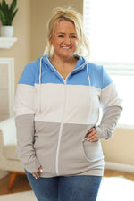 Colorblock Fullzip Women's Hoodie | Detroit Blue, White, Grey