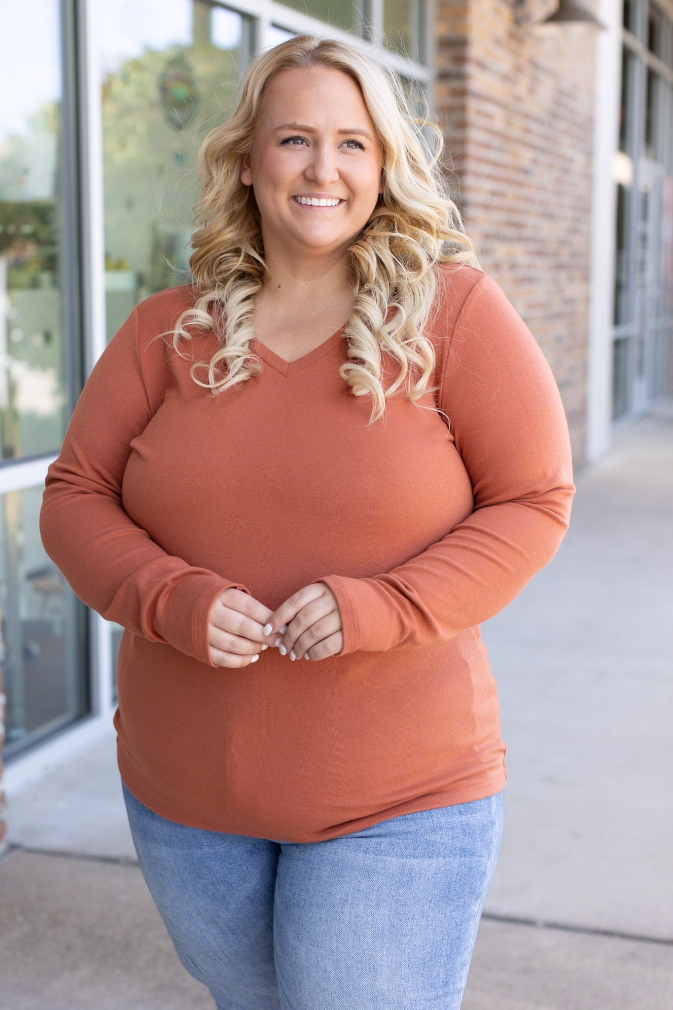 Leah Long Sleeve Top - Pumpkin