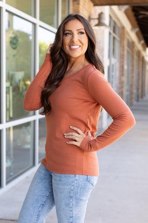 Leah Long Sleeve Top - Pumpkin